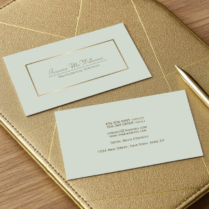Sage Green & Gold Simple Elegant Professional Business Card