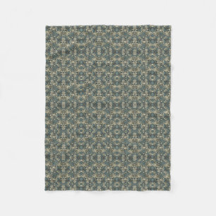 Sage Green Gold Vintage Tile Fleece Blanket