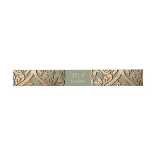 Sage Green Gold Wedding Belly Band Elegant Luxury Invitation Belly Band