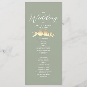 Sage Green Gold Wedding Ceremony Programme