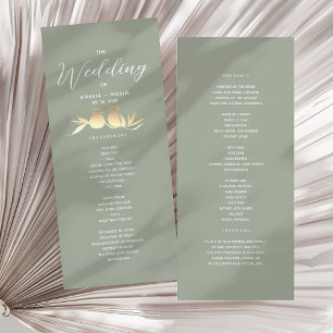 Sage Green Gold Wedding Ceremony Programme