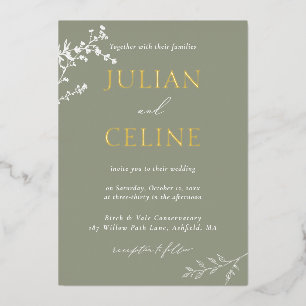 Sage Green Gold Whimsical White Greenery Wedding