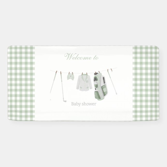 Sage green golf baby shower  banner (Horizontal)