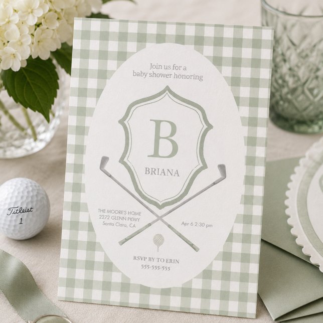 Sage green Golf baby shower Invitation (Creator Uploaded)