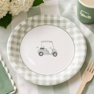 Sage green golf baby shower plate