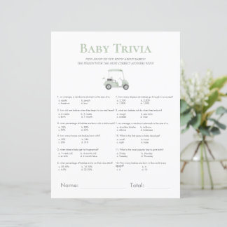 sage green golf baby shower trivia game