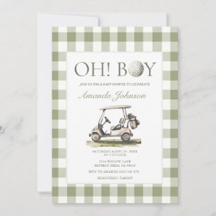 Sage Green Golf Boy Baby Shower Invitation
