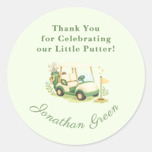 Sage Green Golf Cart Baby Shower Favor Classic Round Sticker