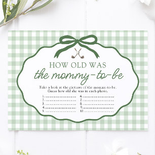 Sage Green Golf How Old Was Mummy Baby Shower Game Enclosure Card