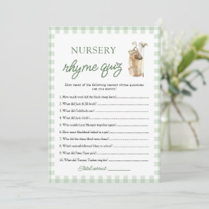Sage Green Golf Nursery Rhyme Quiz Baby Shower Invitation