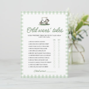 Sage Green Golf Old Wives Tales Baby Shower Game Invitation