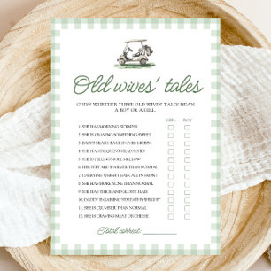 Sage Green Golf Old Wives Tales Baby Shower Game Invitation