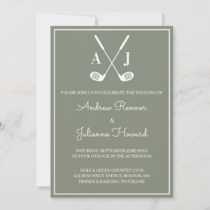 Sage Green Golf Wedding Invitation