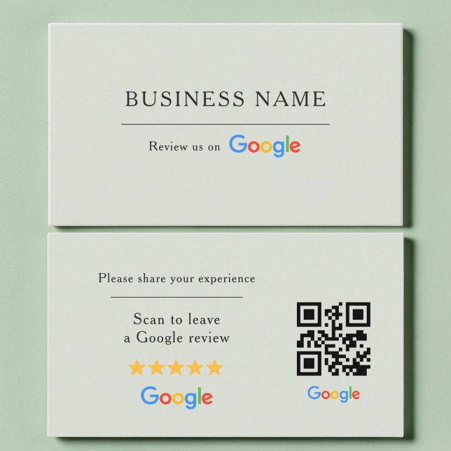Sage Green Google Review QR Code Spa Salon Business Card (Creator Uploaded)