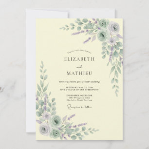 Sage Green Graceful Meadow Wedding Invitation