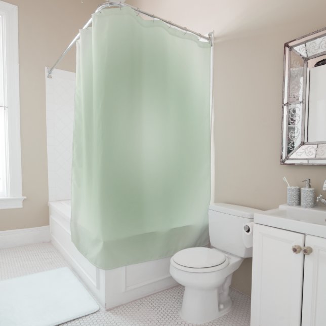 Sage Green Gradient Aura Shower Curtain (In Situ)