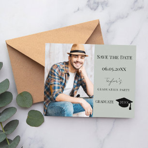 Sage Green Graduation Party Save the Date card