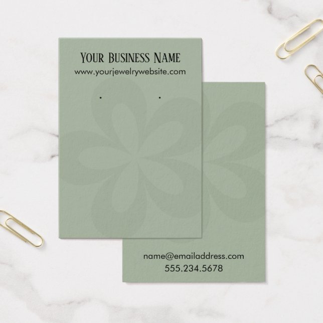 Sage Green Graphic Flower 1 Earring Holder Display (Office)