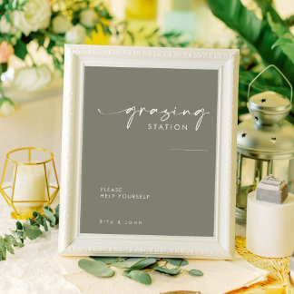 Sage Green Grazing Station Table Wedding Sign