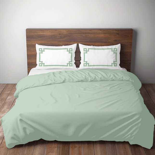 Sage Green Greek Key Border Standard Pillowcase (Creator Uploaded)
