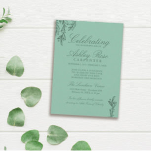 Sage Green Greenery Celebration of Life Memorial Invitation