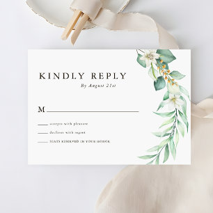 Sage Green Greenery Foliage Wedding RSVP Cards