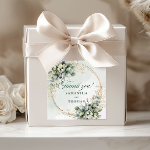 Sage Green Greenery Thank You Wedding Boho Sticker