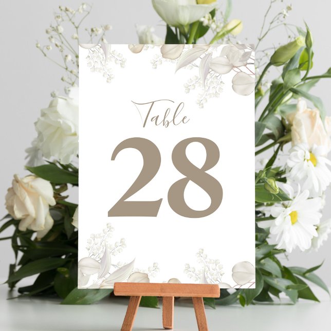 Sage Green Greenery Wedding Table Number  (Wedding elegant sage green greenery foliage table number. )