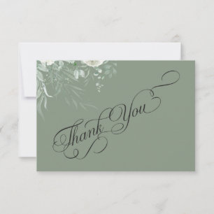 Sage Green Greenery Wedding Thank You Card