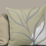 Sage Green & Grey Minimalist Watercolor Leaves Cushion<br><div class="desc">Modern throw pillow features a minimalist artistic watercolor botanical design in a sage green and grey colour palette. This artistic composition is constructed from a simple illustration of organic leaves with a simple watercolor Memphis style design element in the lower right hand corner; a stylish botanical design. The grey design...</div>