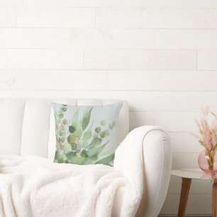 SAGE GREEN GREY TEXTURED EUCALYPTUS PILLOW 