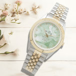 Sage Green Groom Classic | Personalised Wedding Watch<br><div class="desc">Designed as a timeless symbol of commitment, this elegant groom’s timepiece blends classic style with meaningful personalisation. Featuring a refined sage green watercolor dial accented with warm gold details, this design is paired with a sophisticated silver and gold two-tone bracelet for a look that is masculine, balanced, and enduring. The...</div>