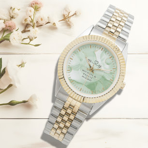 Sage Green Groom Classic   Personalised Wedding Watch
