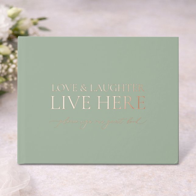 Sage Green Guest Book with Real Gold Foil (Creator Uploaded)