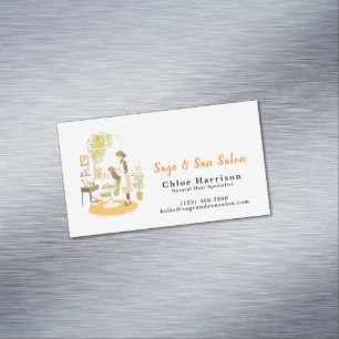 Sage Green Hair Salon Magnetic Business Card