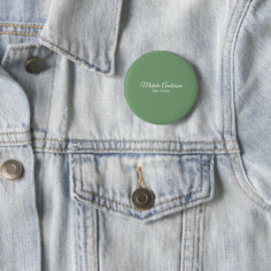 Sage green hair stylist add name contact website 6 cm round badge
