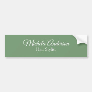 Sage green hair stylist add name contact website bumper sticker