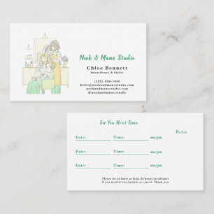 Sage Green Hair Stylist Illustrator Appointment＆ Business Card