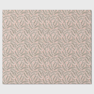 Sage Green Hand-drawn Christmas Pine Tree Leaf  Wrapping Paper
