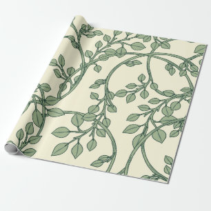 Sage Green Hand-Drawn Twining Vine Wrapping Paper