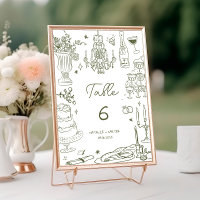 Sage Green Hand Drawn Whimsical Wedding