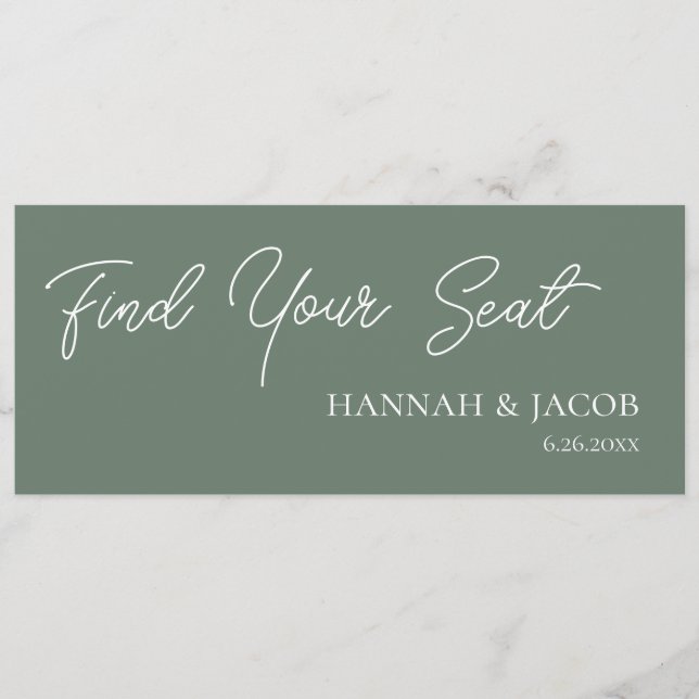 Sage Green Hanging Seating Chart Welcome Header (Front)