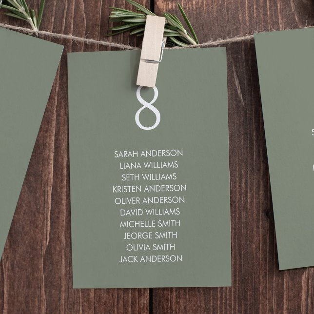 Sage Green Hanging Wedding Seating Chart Card (Creator Uploaded)
