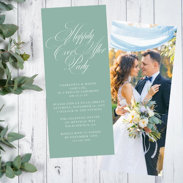 Sage Green Happily Ever After Wedding Reception Invitation (Creator Uploaded)