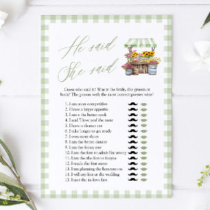 Sage Green He Said She Said Bridal Shower Game Invitation