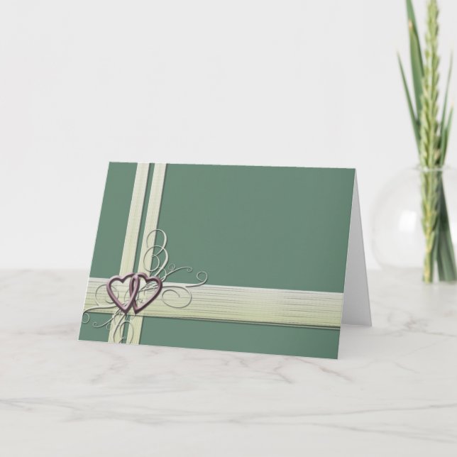 Sage green heart design holiday card (Front)