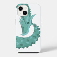 Sage green heart dragon on white