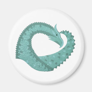 Sage green heart dragon on white magnet