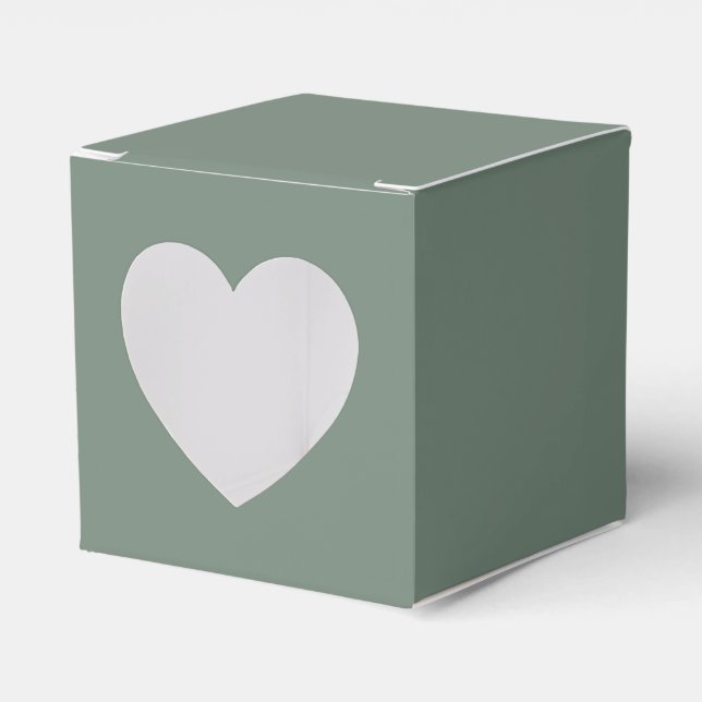 Sage Green Heart  Favour Box (Front Side)