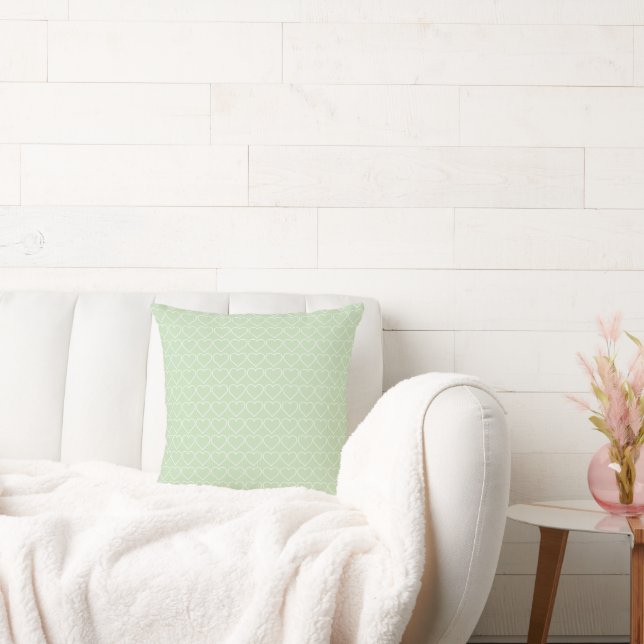 Sage Green  Heart Print Cushion (Couch)